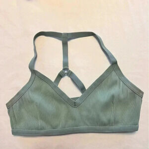 Koral | Sea Green Ribbed Texture Sports-bra Strappy Racerback Women’s Size Small